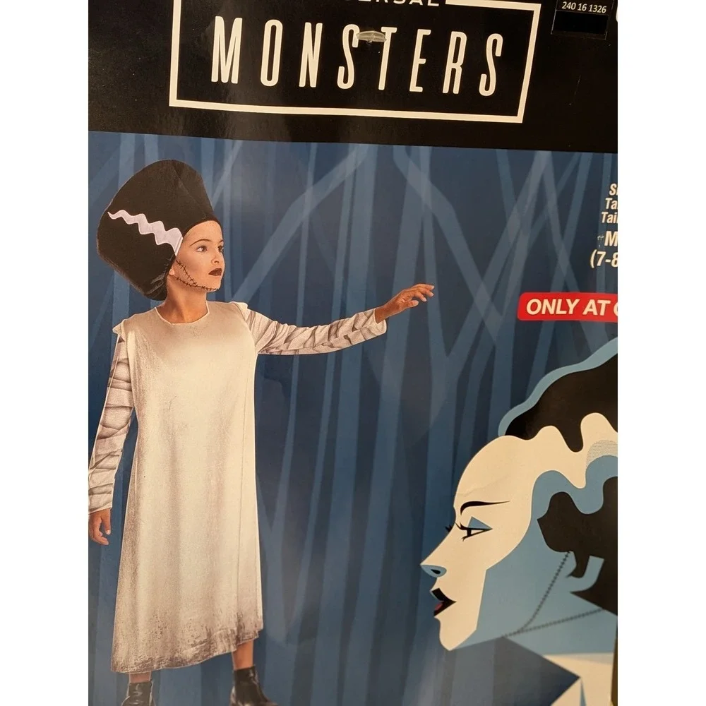 Universal Monsters Bride of Frankenstein Costume Halloween Child Size S 4-6X NEW